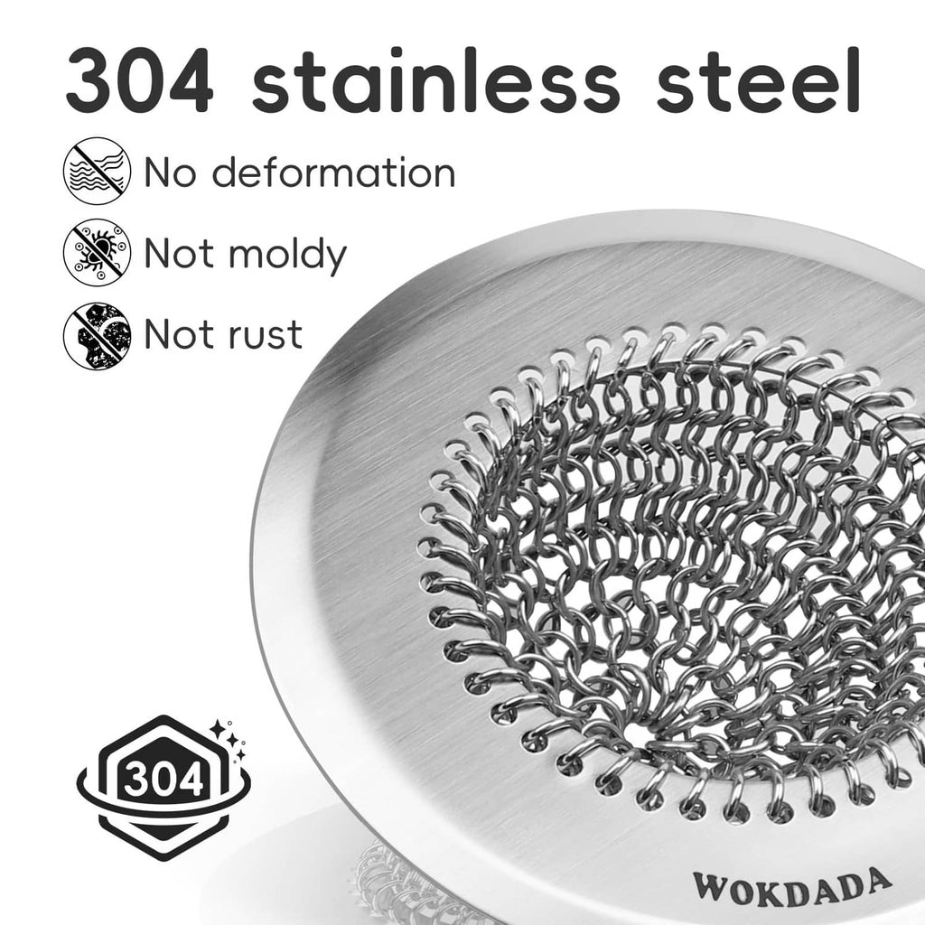 304 stainless steel chain-mesh drain strainer insert with circular basket