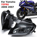 Front headlight assembly with clear lens and black housing for Yamaha sportbike (2006–2007).
