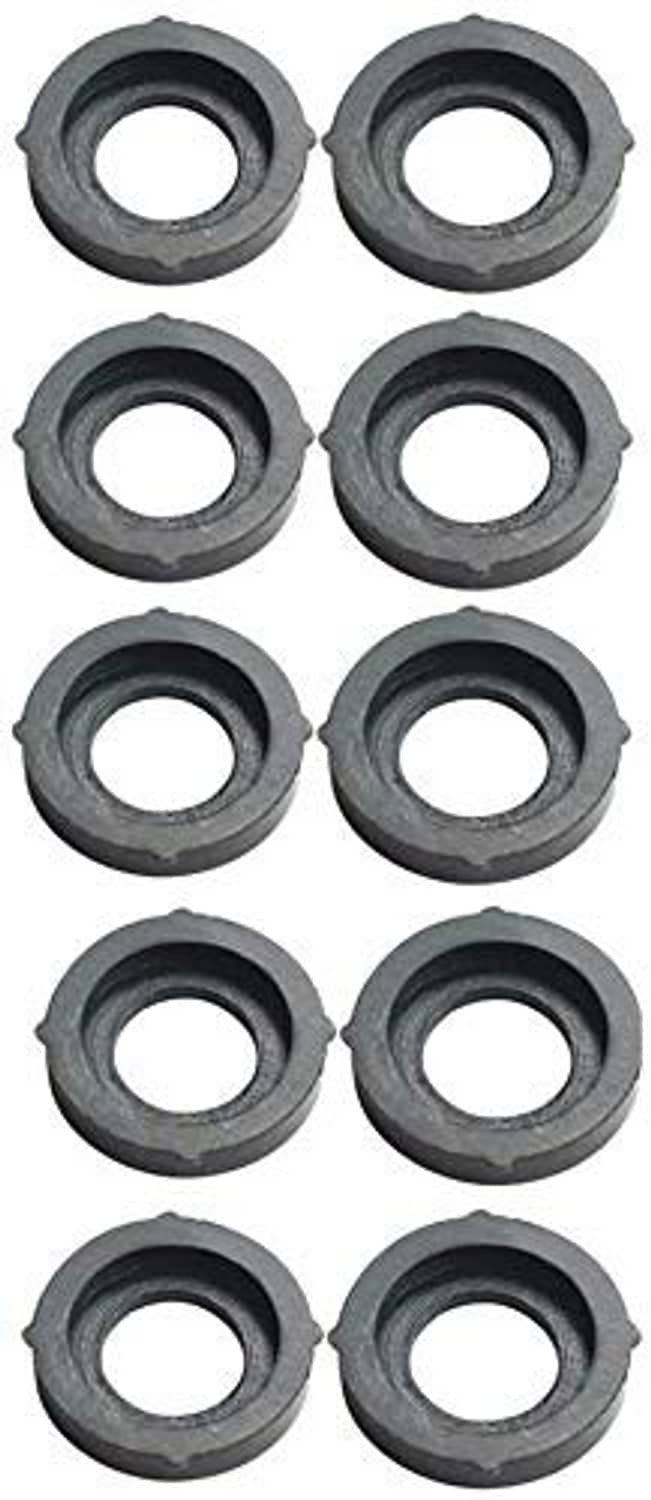 10-piece gray garden hose washer set with central openings for 3/4" quick-connect