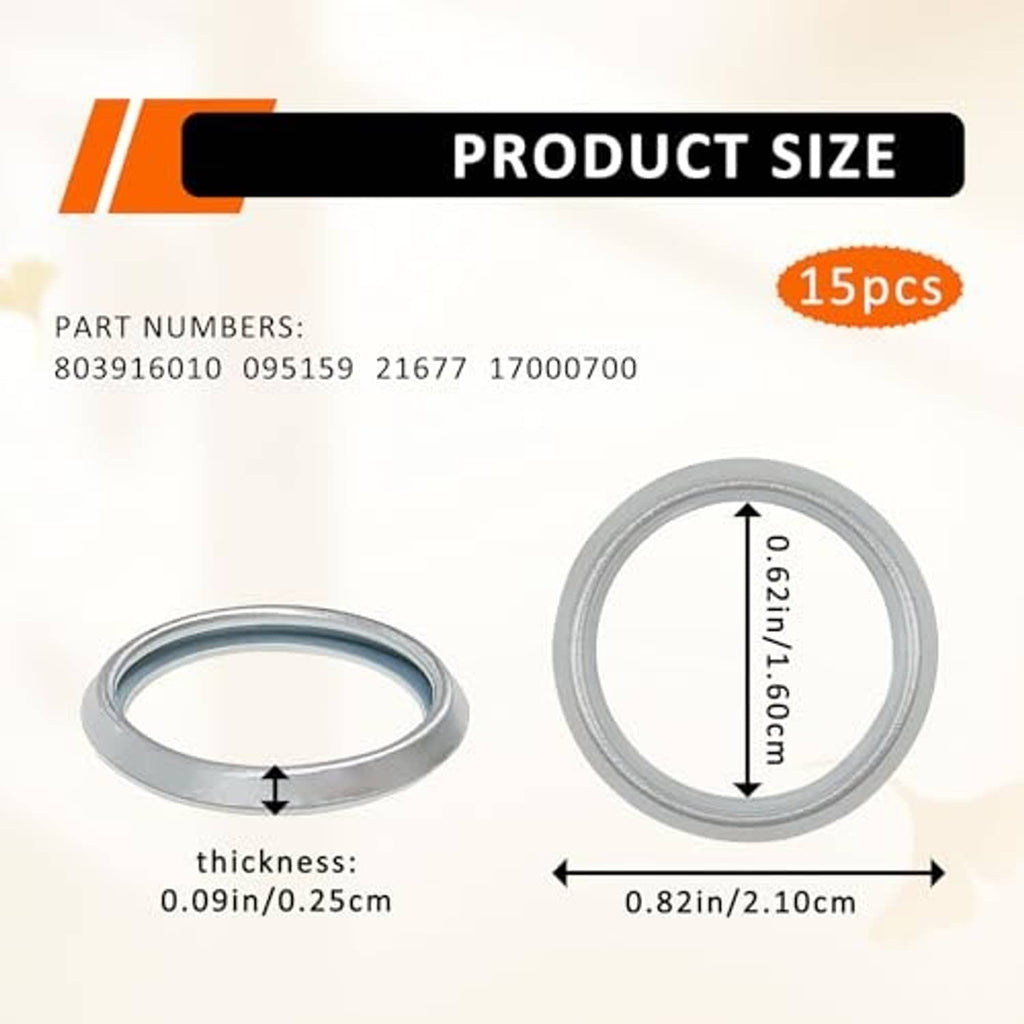 15 crush washers size diagram showing thickness and diameter