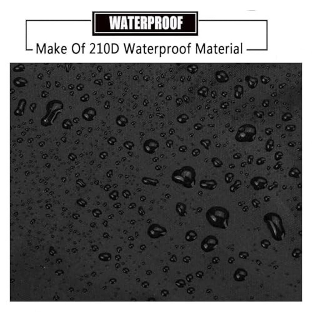 210D waterproof Oxford fabric, black with water droplets on textured surface
