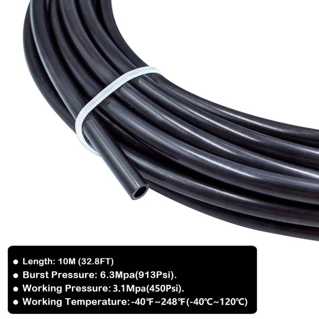 Flexible pneumatic nylon tube coil, 5/32 in outside diameter, black air hose tube