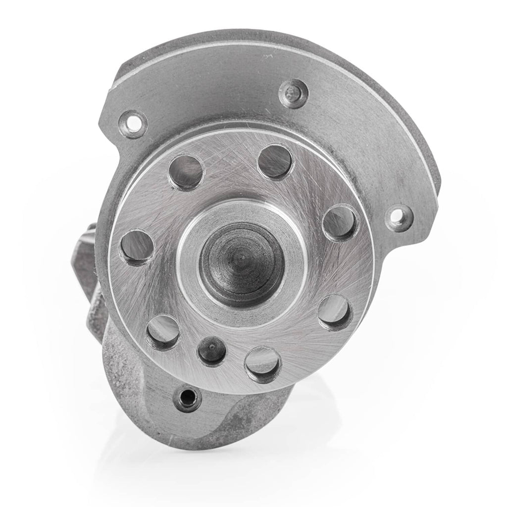 Crankshaft flange end with circular bearing surface and bolt holes