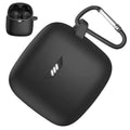 Black matte earbuds case with carabiner keychain attachment