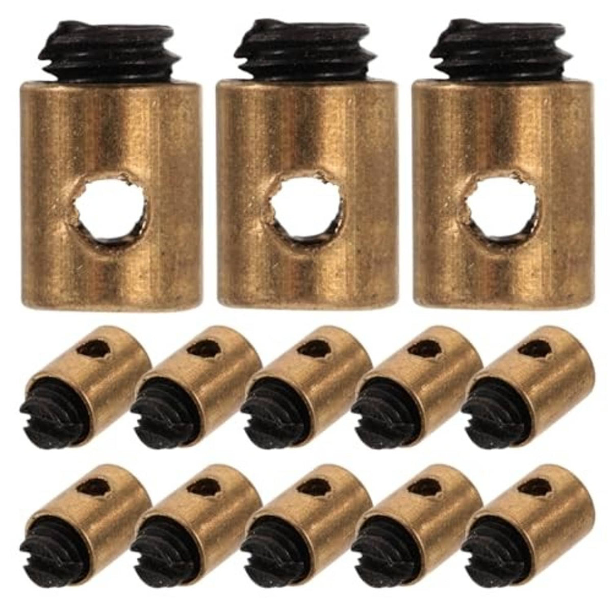 Set of metal throttle cable nipples: brass clamps with black rubber boots, 20pcs