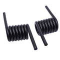 Pair of black coil trailer ramp springs with two straight mounting rods