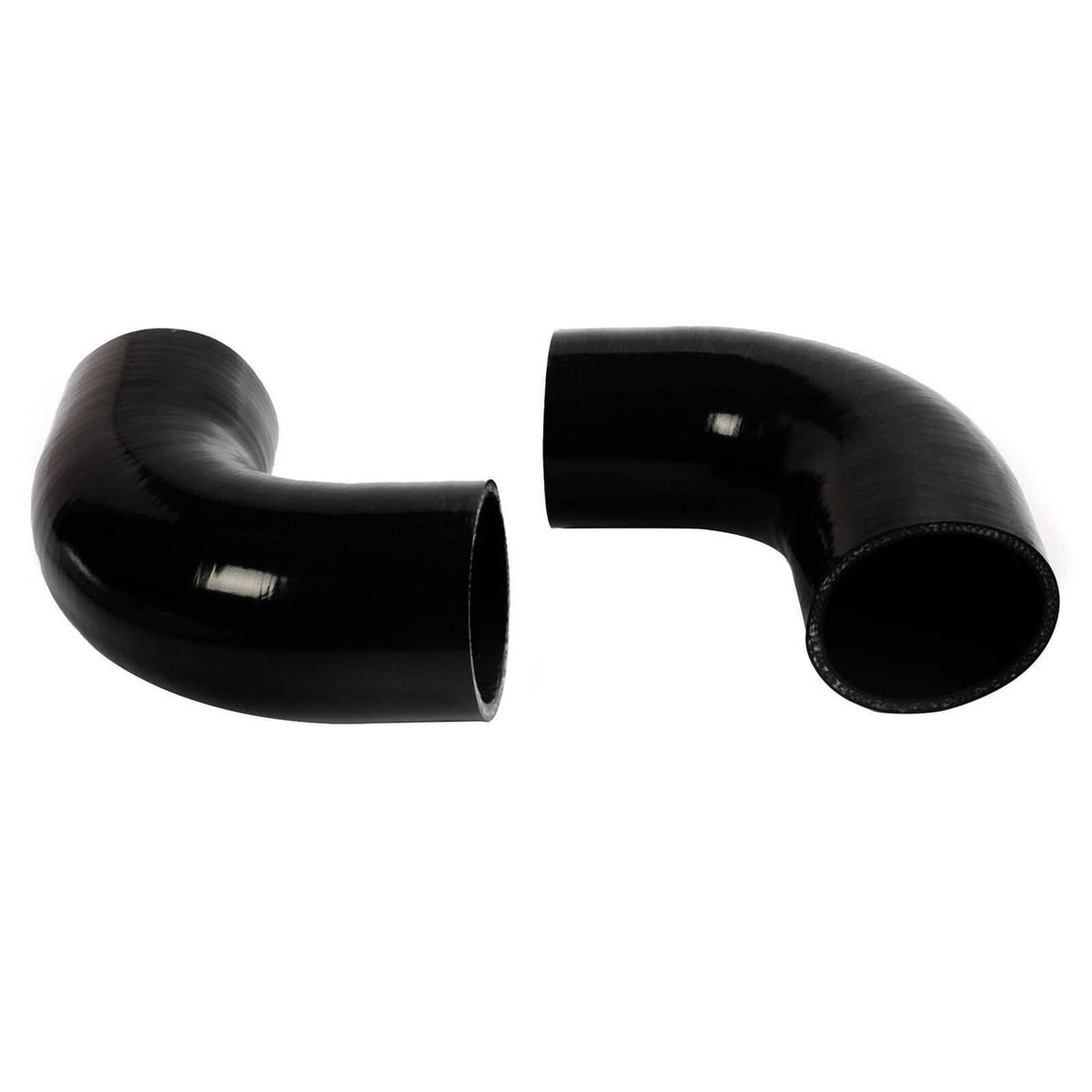 Black silicone intercooler piping elbow and coupling, single curved assembly