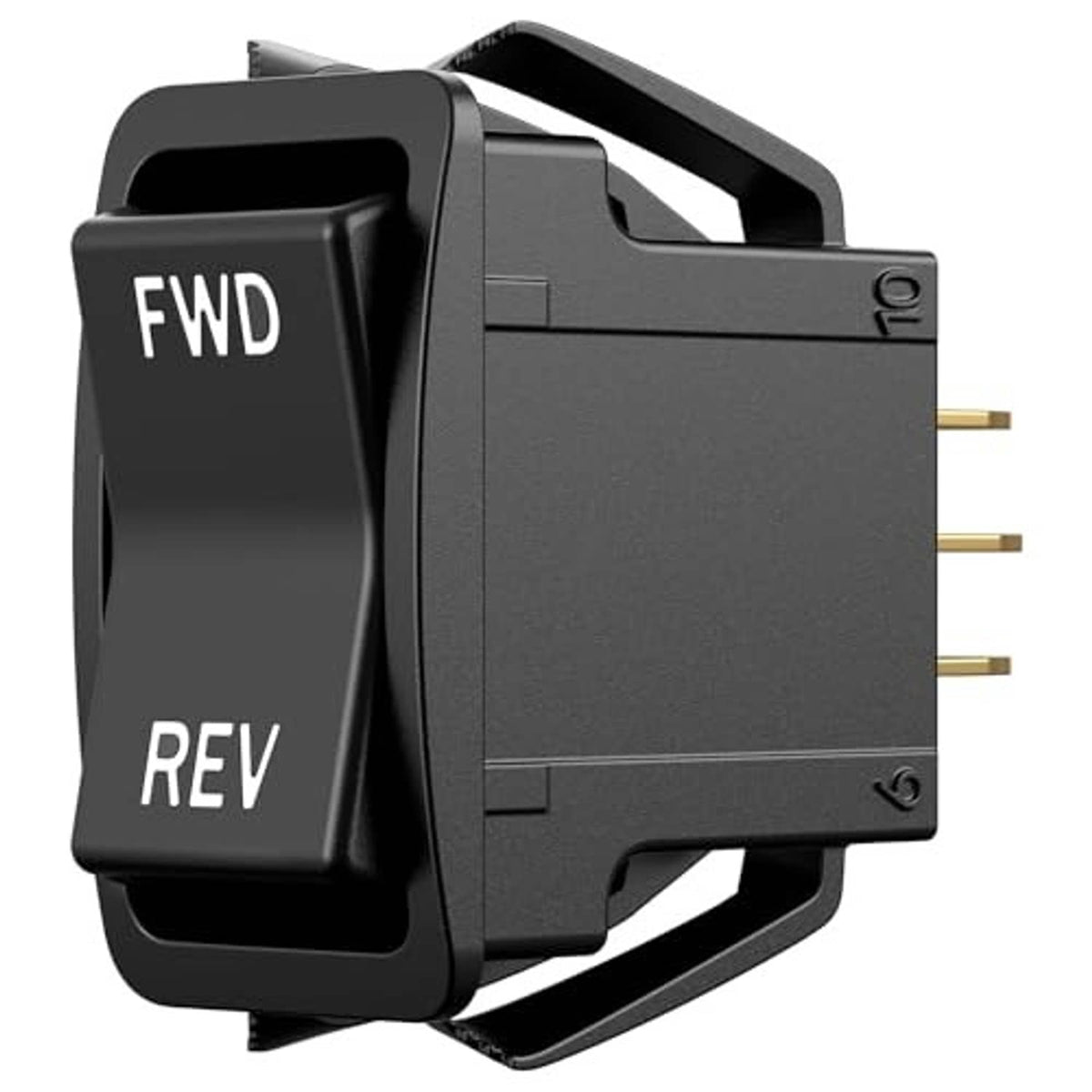 Forward/reverse rocker switch with FWD and REV buttons, dark gray case and pins