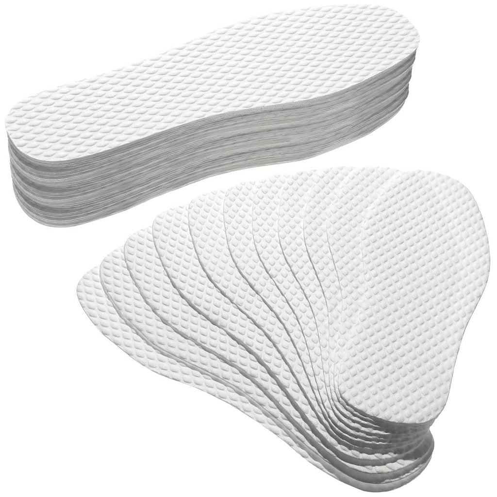 Disposable white shoe liners with textured non-slip breathable surface, 26 cm.