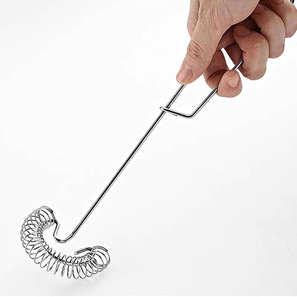 Stainless steel spring coil eggbeater whisk held by flat handle
