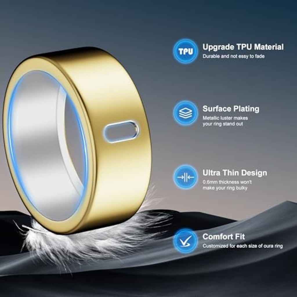 Gold ring cover with side cutout and smooth metallic edge design