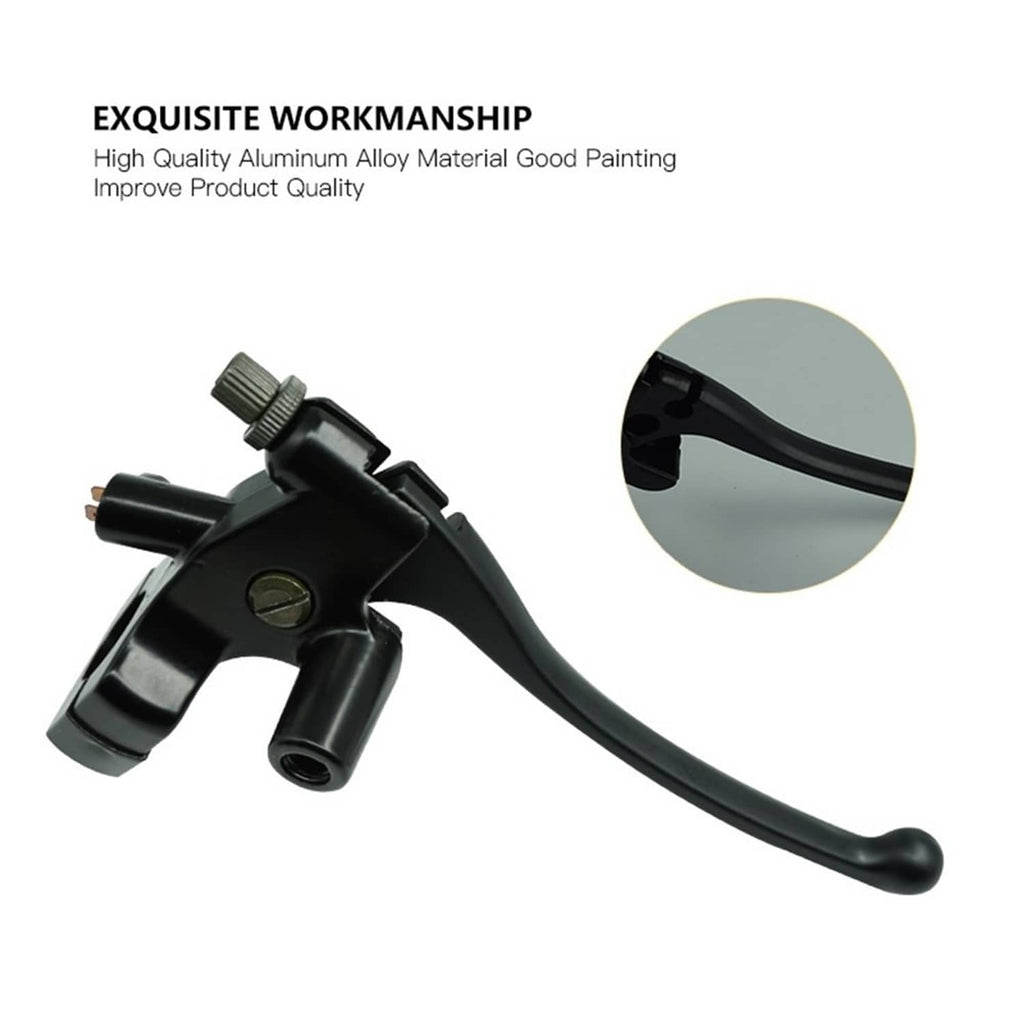 Black left motorcycle clutch lever perch with adjustable mounting dial and lever