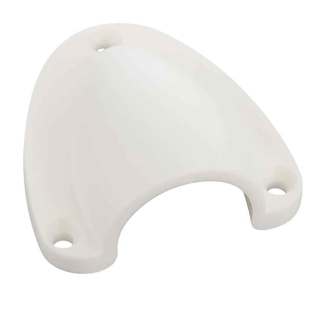 White clamshell vent cover with semicircle opening and side mounting holes