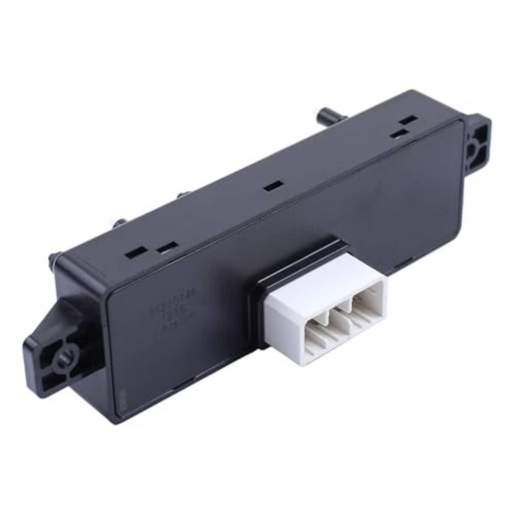 Black power seat switch module with white multi-pin connector and housing tabs