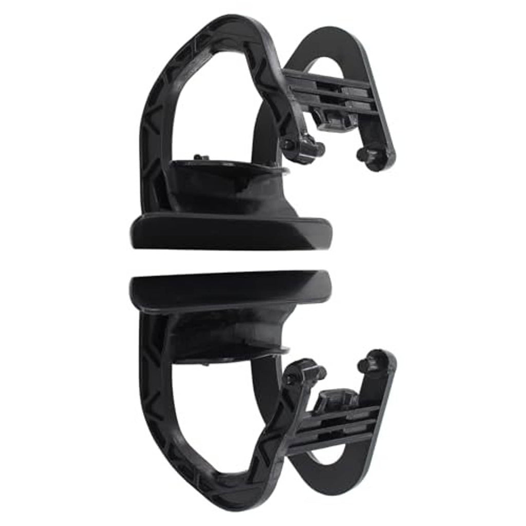 Black headlight washer nozzle cap with bracket housing and clip mounts