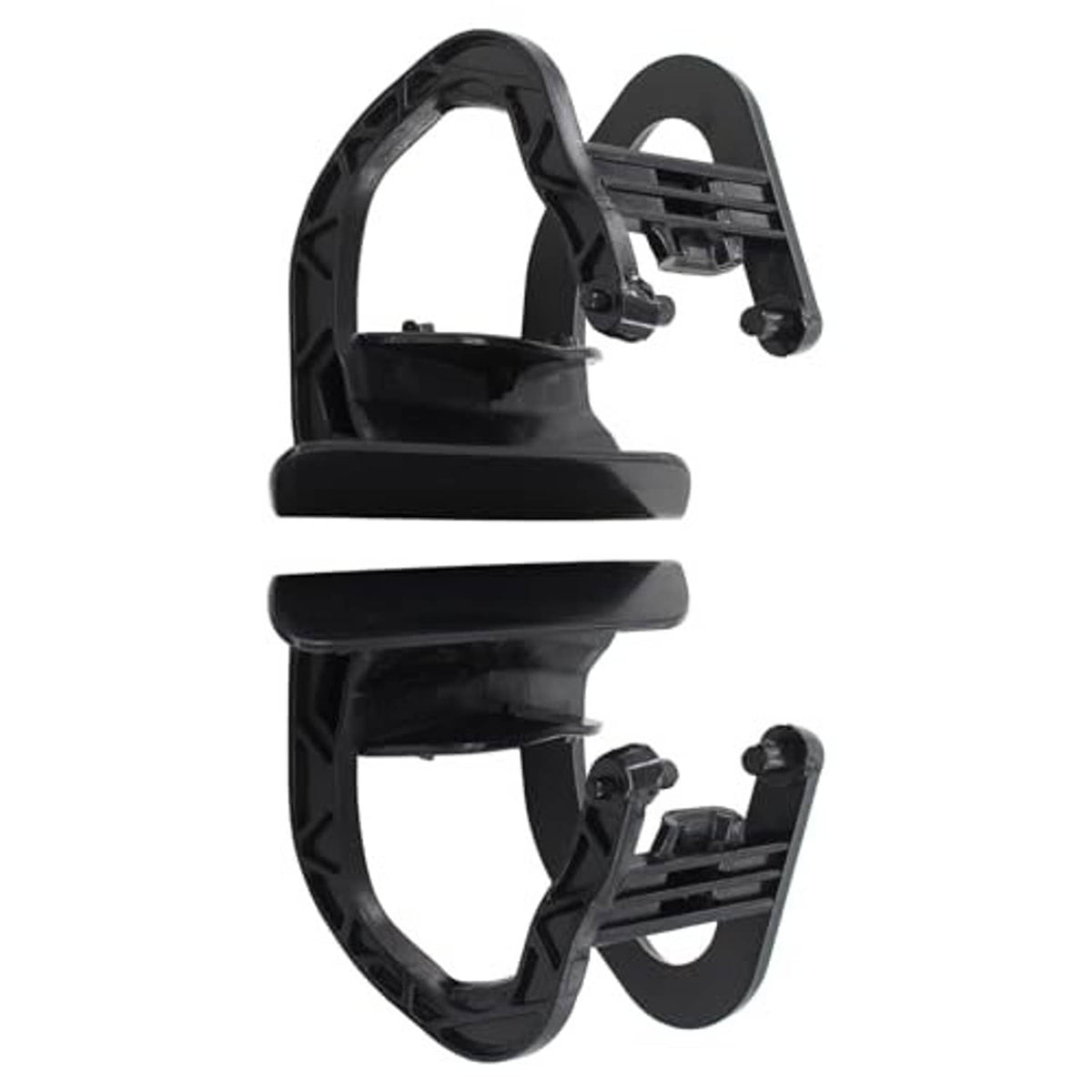 Black headlight washer nozzle cap with bracket housing and clip mounts