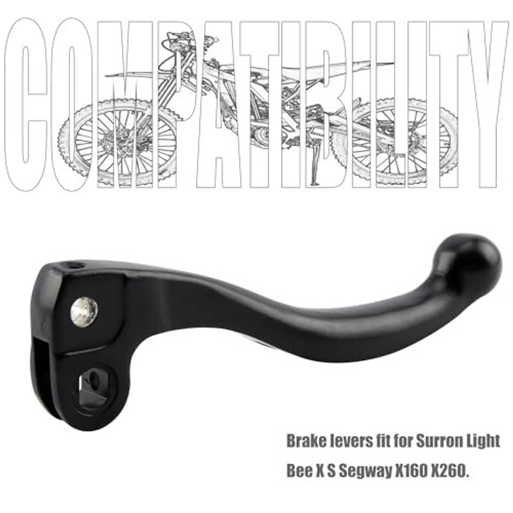 Black brake lever with pivot and mounting bolt, long curved lever arm
