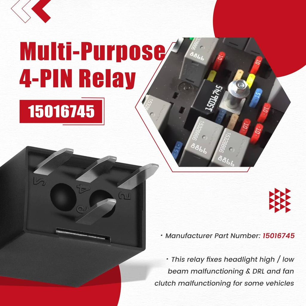 Black multi-purpose 4-pin headlight relay with mounting base