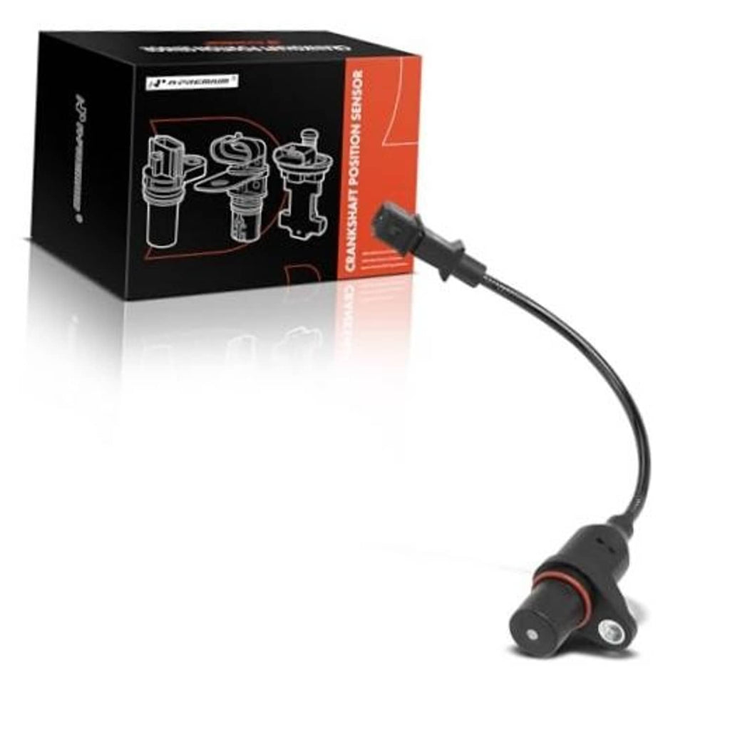 Crankshaft position sensor with attached cable and black body, red seal ring