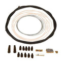 Throttle cable kit with black cable loop and assorted brown nipples, ferrules, and caps