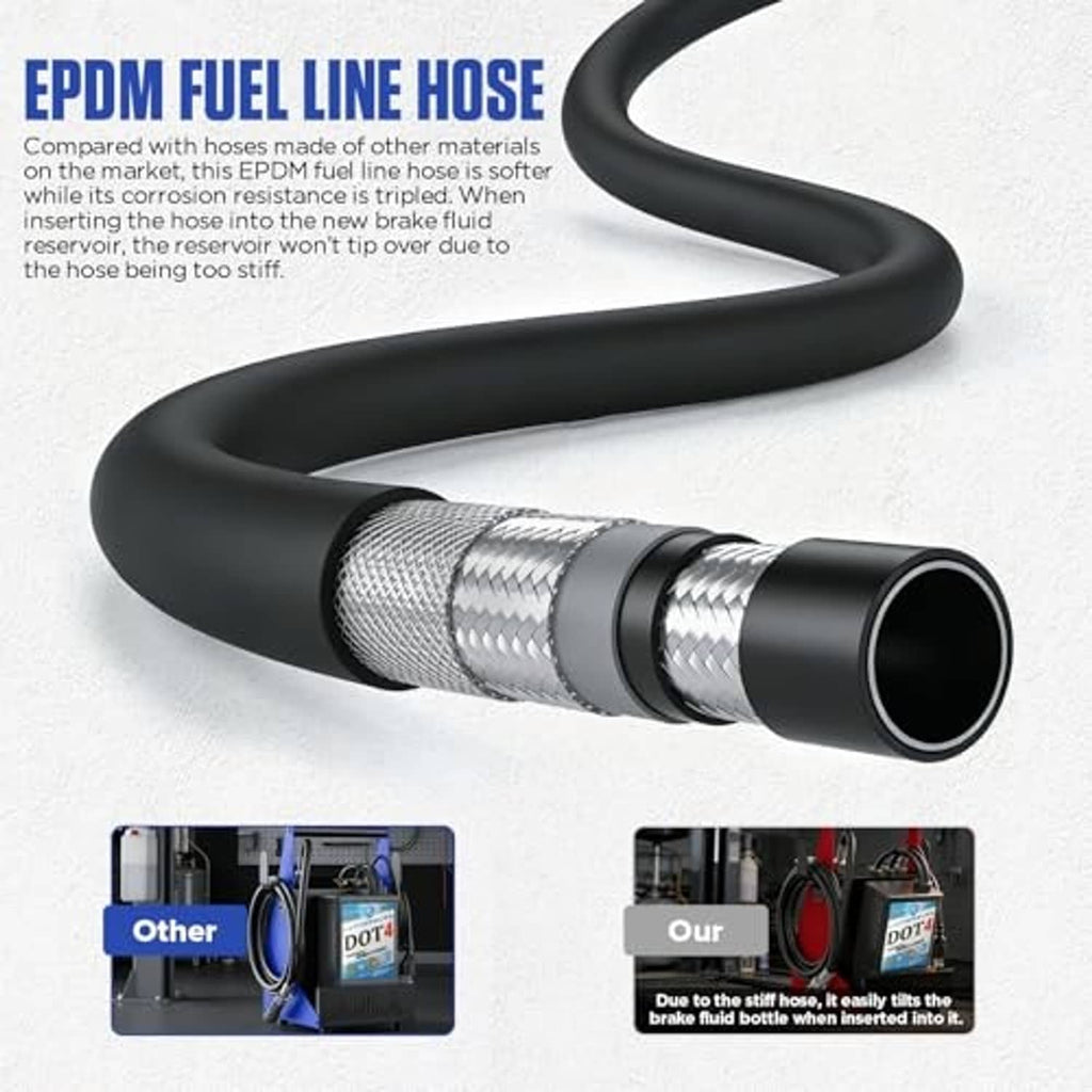 EPDM vacuum hose with metal fittings for brake fluid bleeder kit