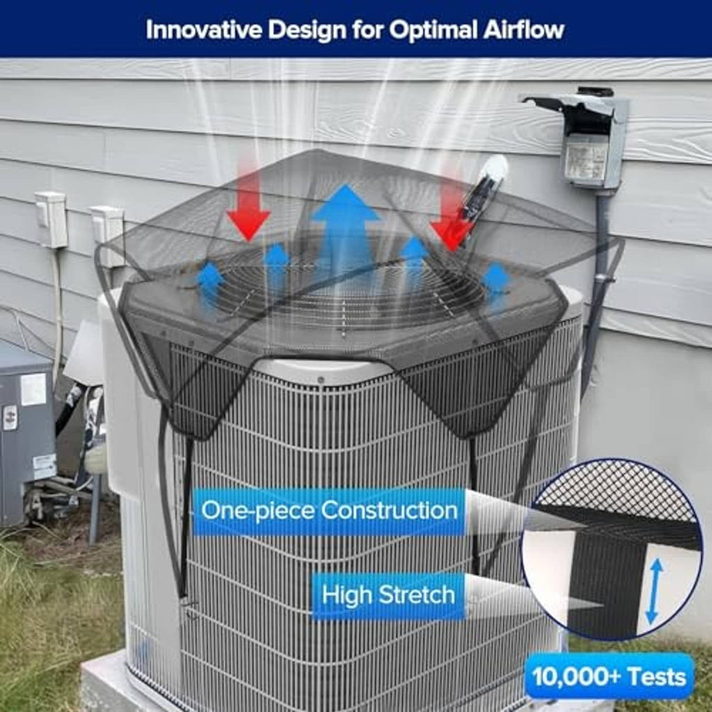 Outdoor AC condenser cover with fitted octagonal top and stretchable elastic trim