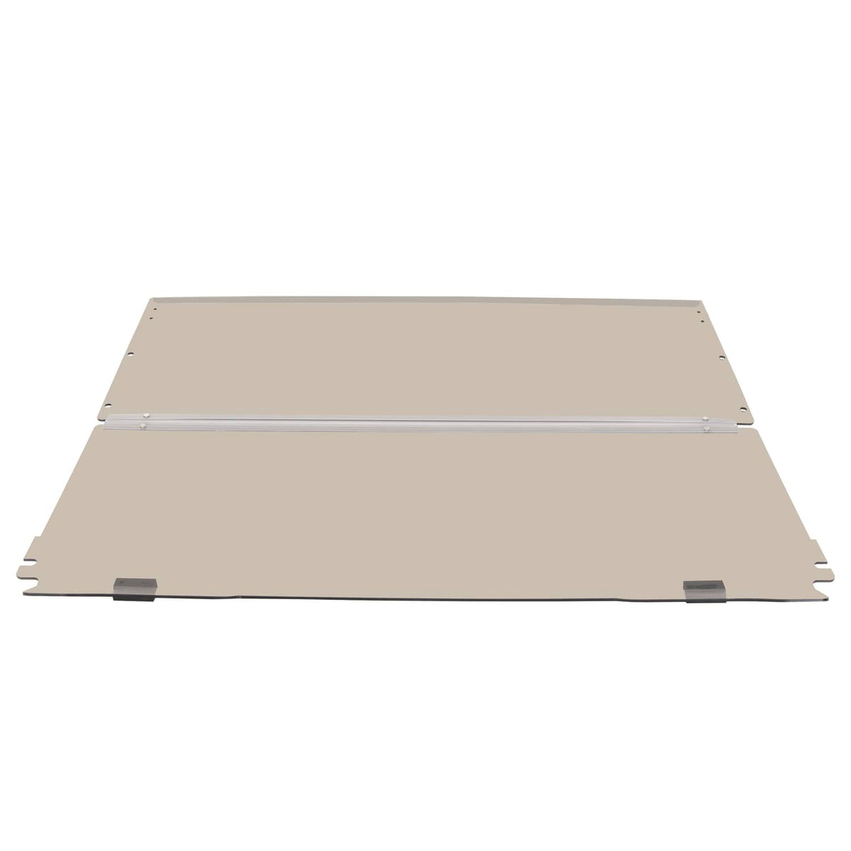 Beige tinted flip windshield windscreen panel with silver support bar