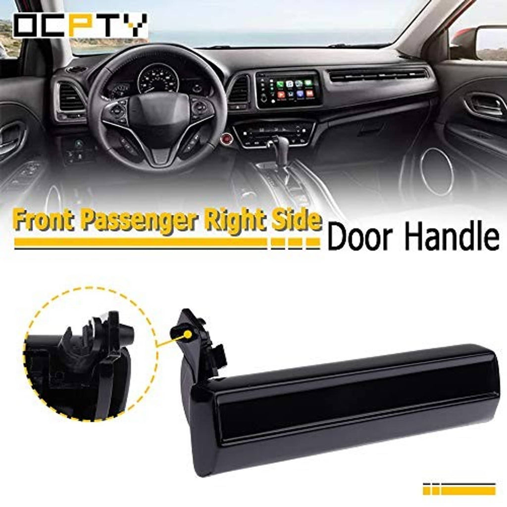 Black exterior door handle for front passenger right side, shown with detail inset