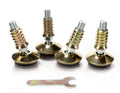 Swivel furniture levelers set of four, gold bases, threaded stems, and felt pads