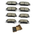Brake pad set with eight gray friction pads, shown as four pairs