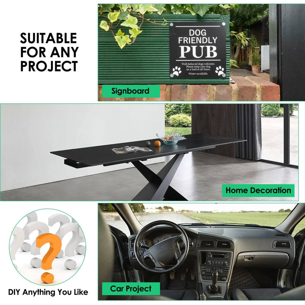 Black plastic signboard for DIY decoration project