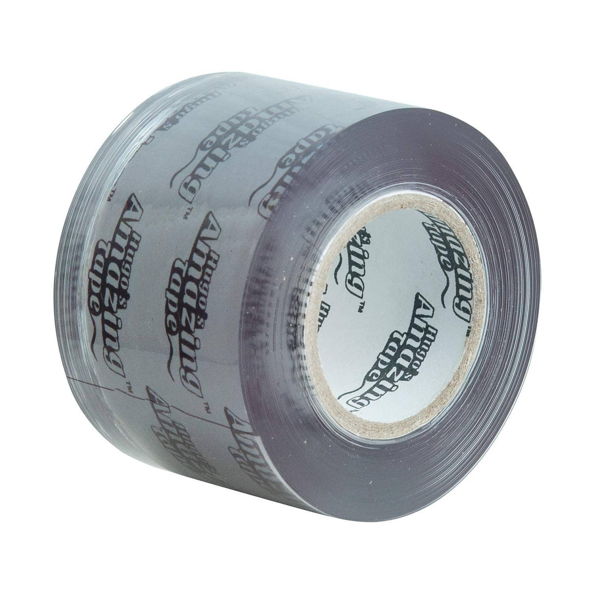 Purple non-adhesive stretch-wrap tape roll close-up, white center core
