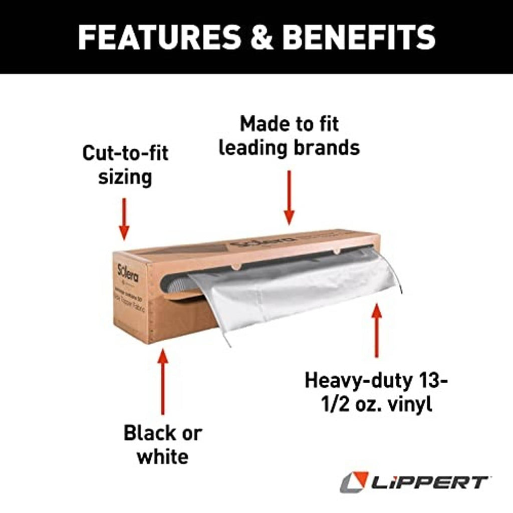 Features graphic for cut-to-fit 13-1/2 oz vinyl slide-topper replacement fabric