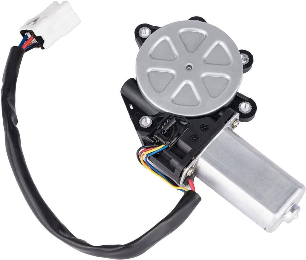 Power window lift motor with circular gear cover and metal actuator