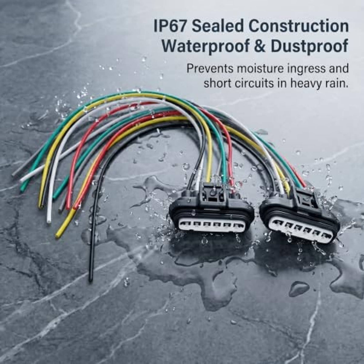 6-pin throttle sensor pigtail pair with black connectors and multicolor wires
