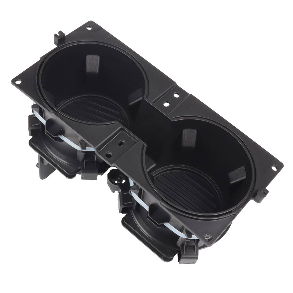 Black dual cup holder module with two round wells and integrated brackets