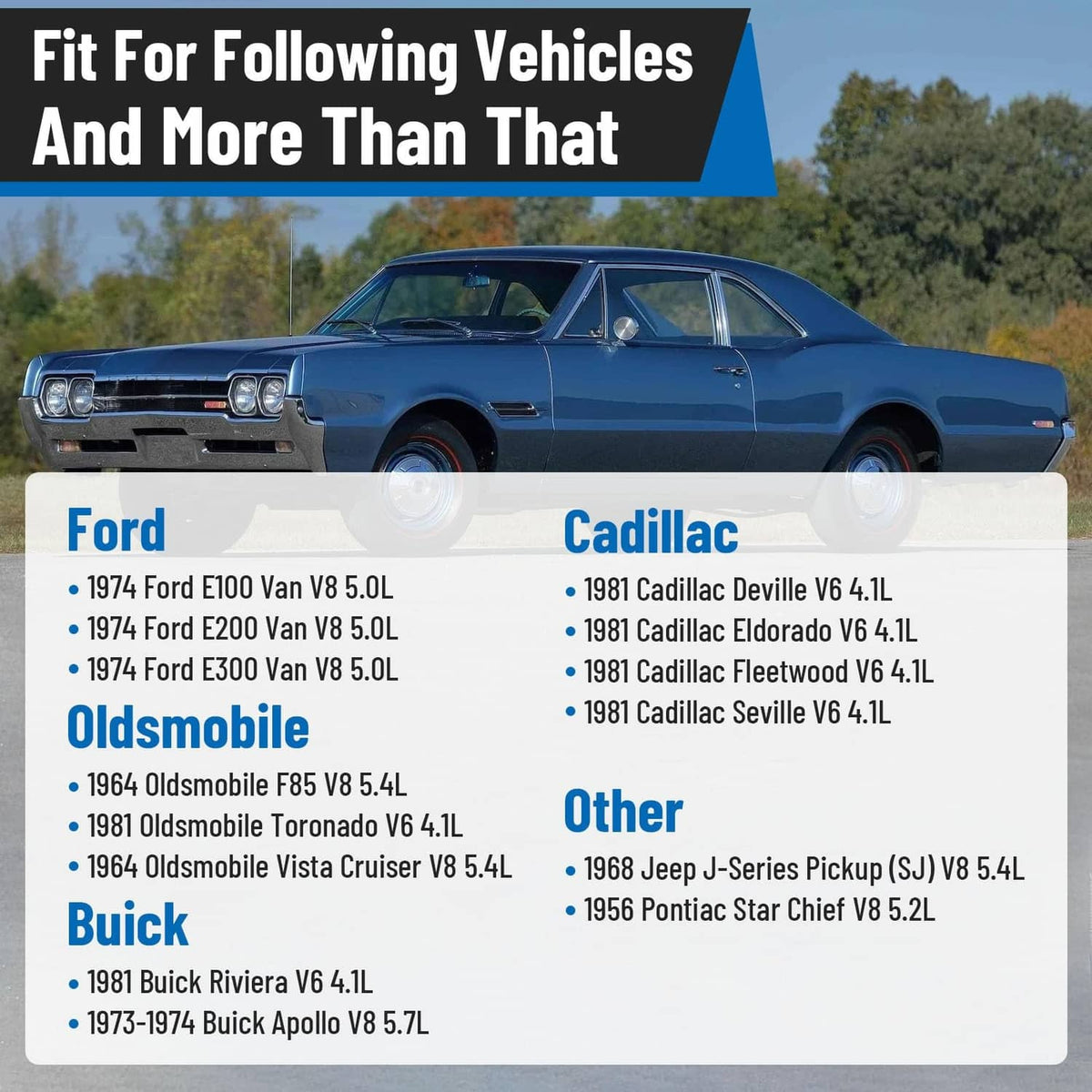 Fuel pump fitment list chart for compatible vehicles