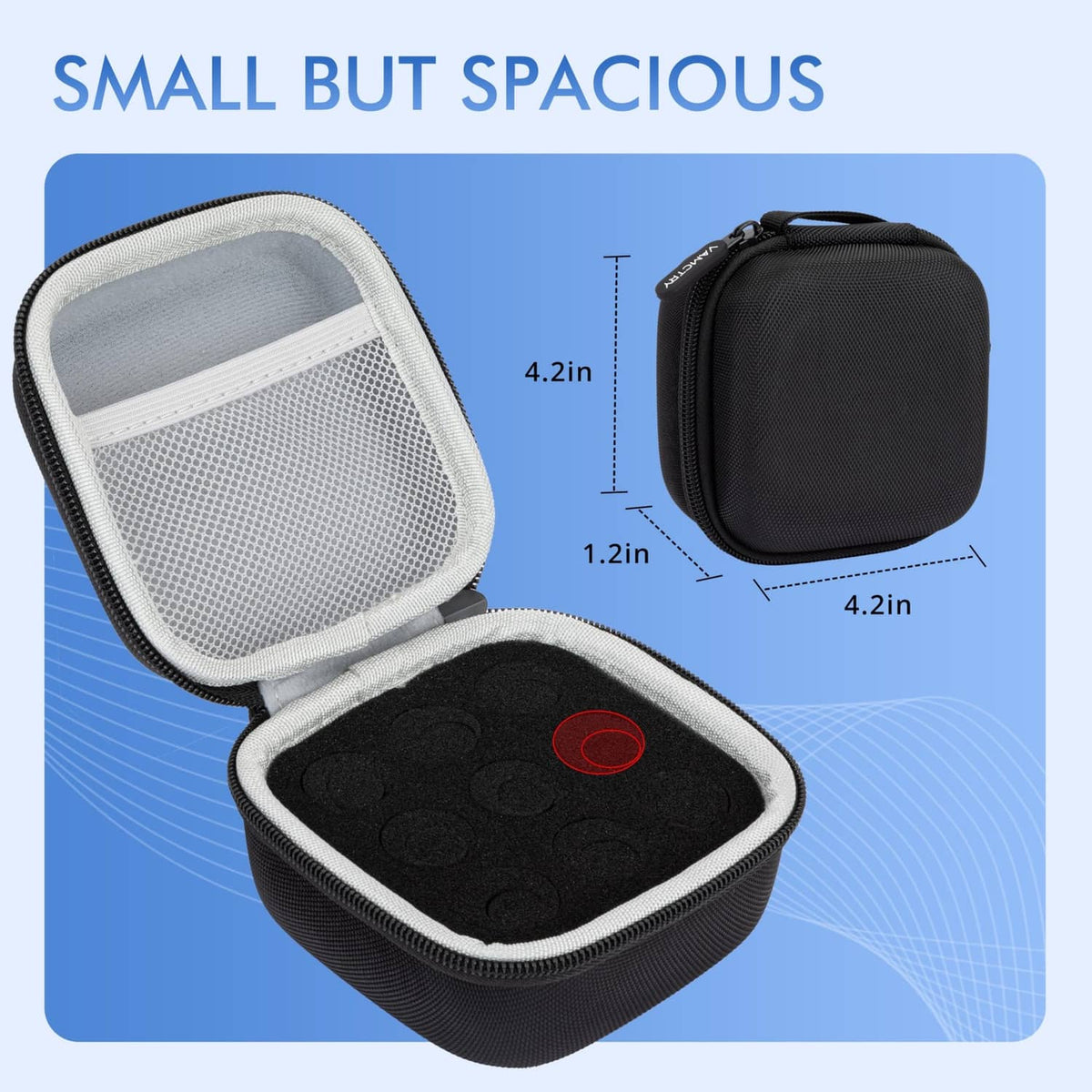 Black insulated insulin vial case with mesh-lined lid and 9 bottle storage slots