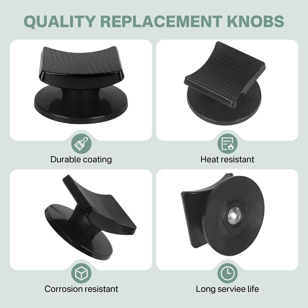 Black replacement lid knob with angled views and installation hardware