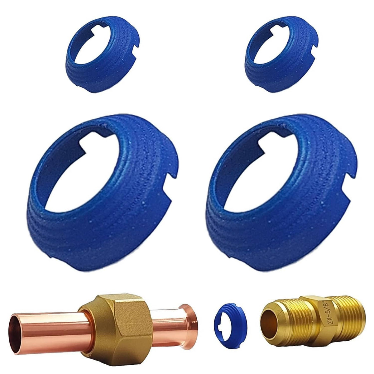 Blue flare seal rings for SAE mini-split connections, assorted pieces