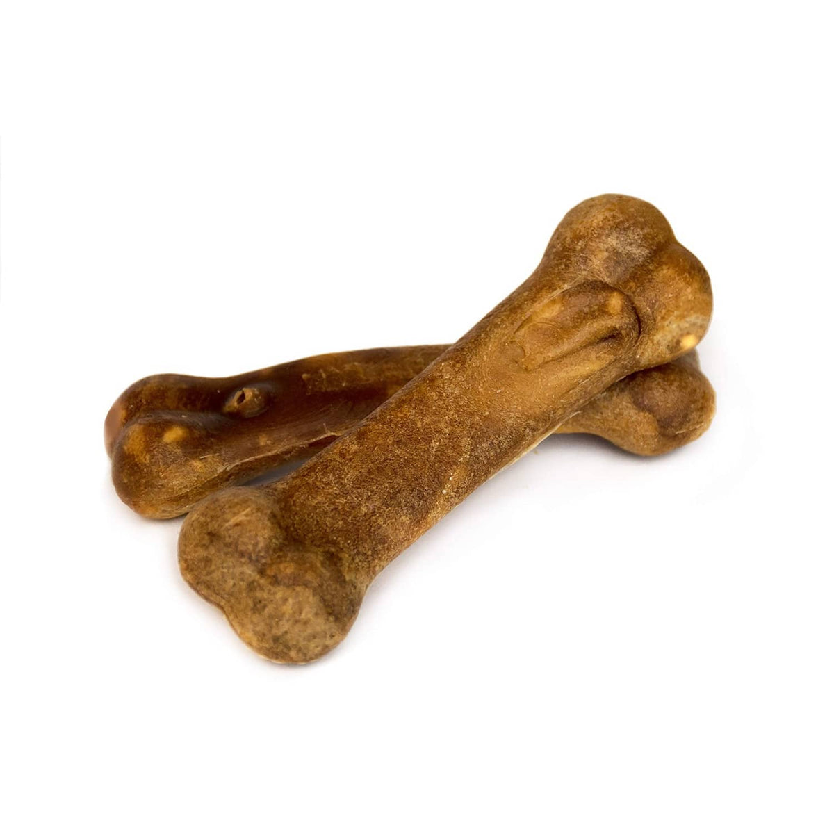 Long-lasting brown dog chew bone treat, single piece close-up