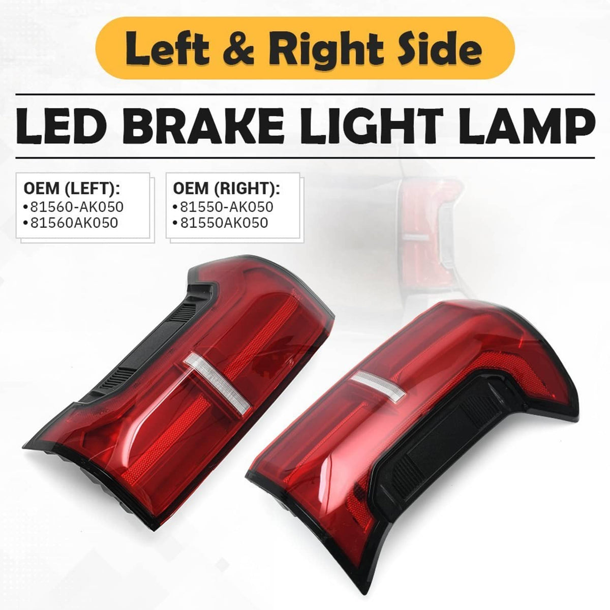 Pair of LED brake light lamps, red lenses with black side bezels (left and right)