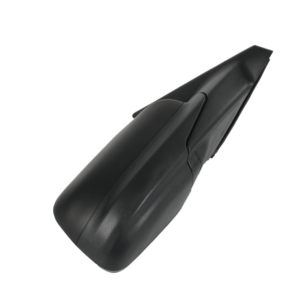 Textured black mirror cap with smooth top and side seam detail