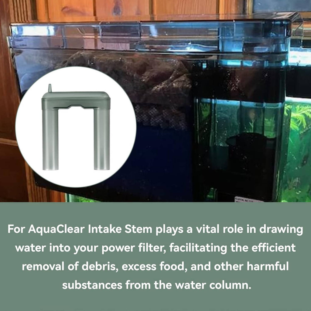 Aquarium intake stem installed on filter intake, translucent U-shaped twin-tube piece