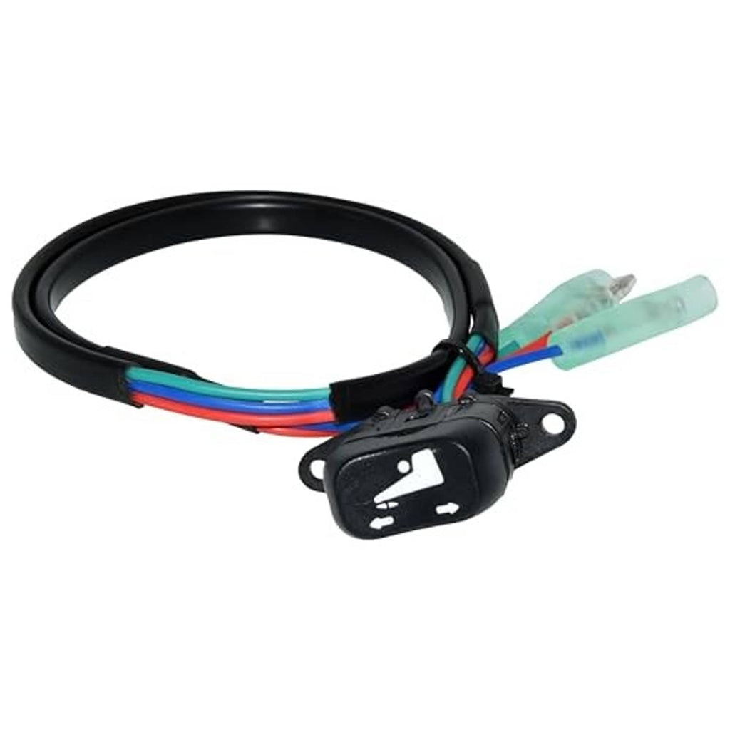 Power trim and tilt switch wiring harness with black rocker switch and mounting bracket