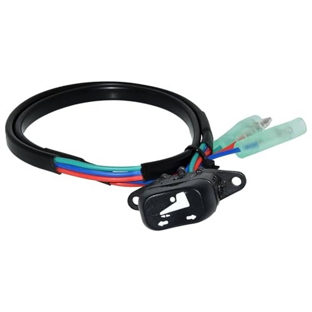 Power trim and tilt switch wiring harness with black rocker switch and mounting bracket