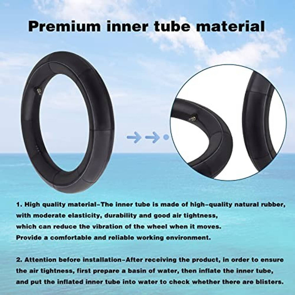 Black motorcycle inner tube with valve stem and rubber material close-up