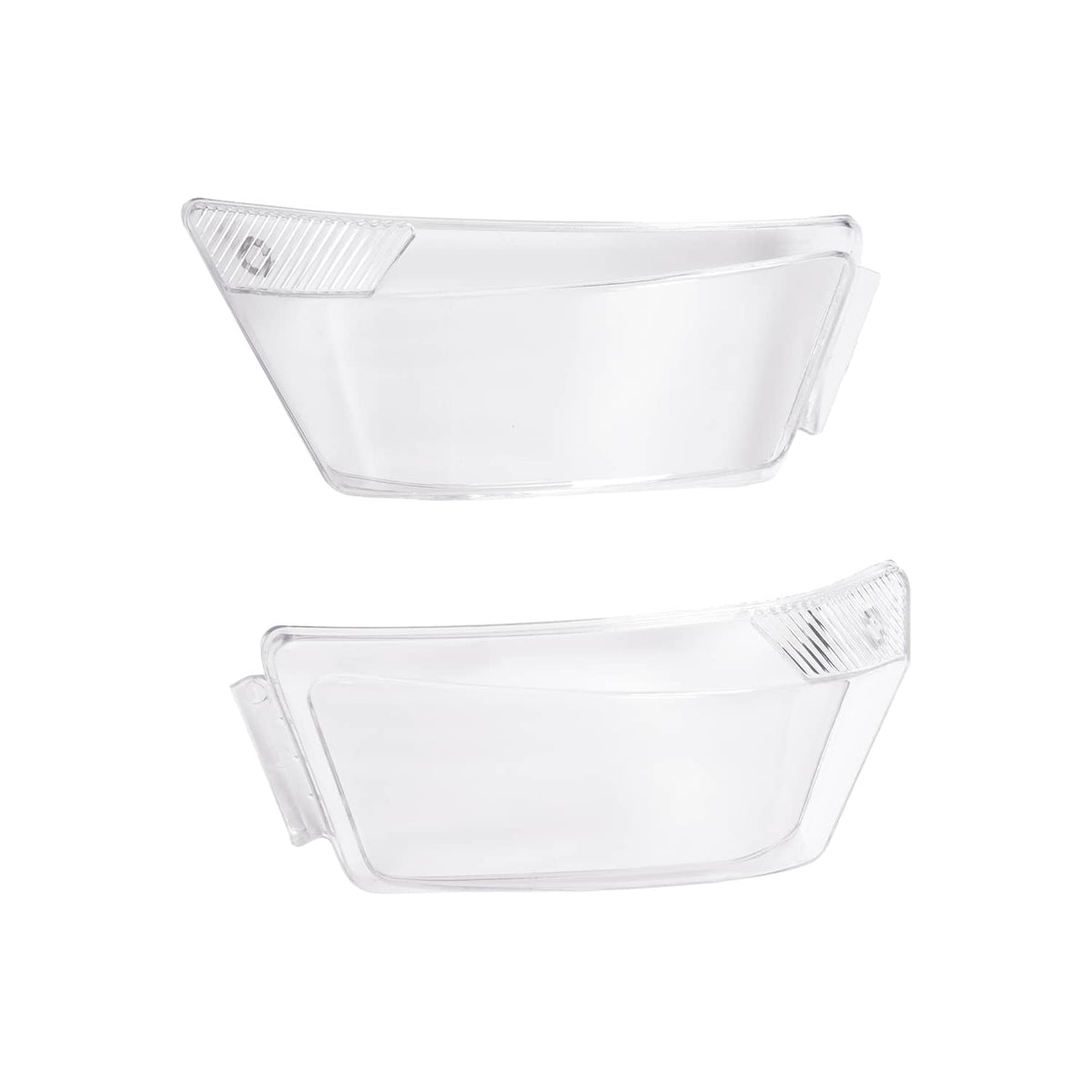 Set of clear headlight lens covers with ribbed reflector sections