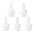 White plastic hose barb adapter union, 3/8 barb to 3/4 male thread