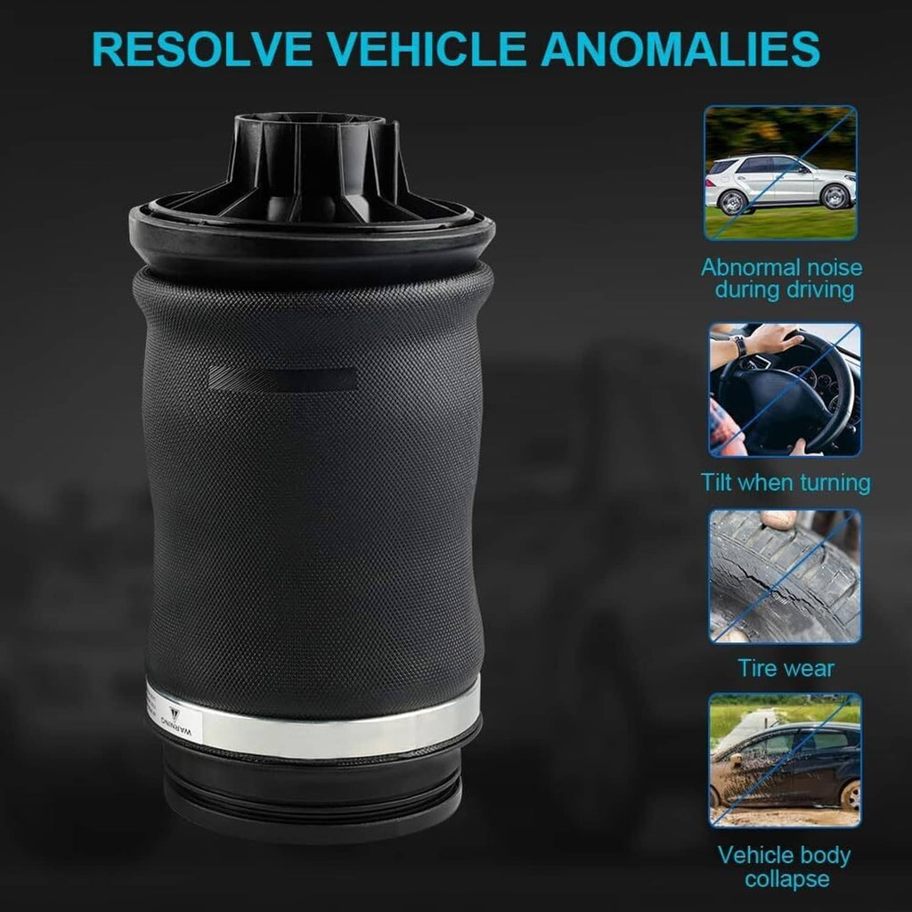 Single rear air suspension spring bag with black rubber body and top mounting opening.